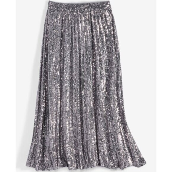 On 34th Plus Size 20W Silver Sequin Pleated Maxi Party Skirt NWT - Picture 5 of 8